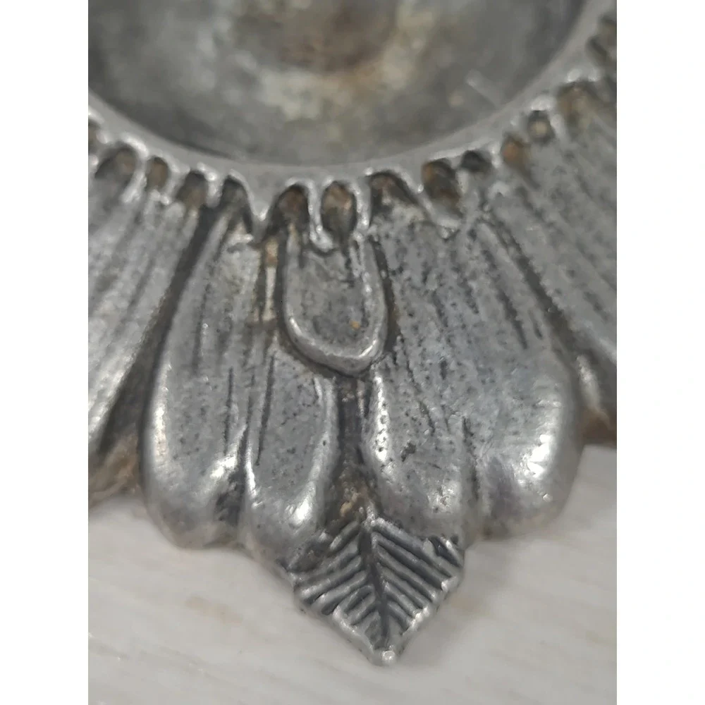 Sunflower Candle Holder Silver Pewter‎ Tone Metal Floral Votive Base EBJ De